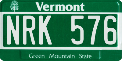 VT license plate NRK576
