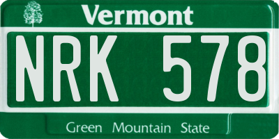 VT license plate NRK578