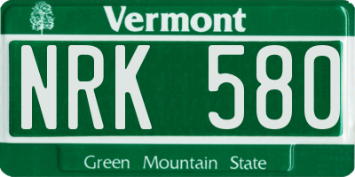 VT license plate NRK580