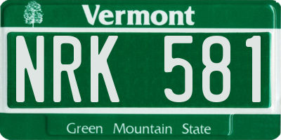 VT license plate NRK581