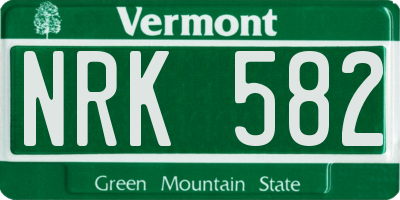 VT license plate NRK582