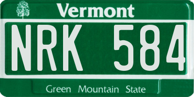 VT license plate NRK584