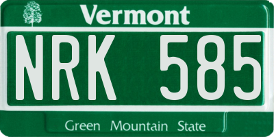 VT license plate NRK585