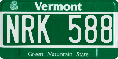 VT license plate NRK588
