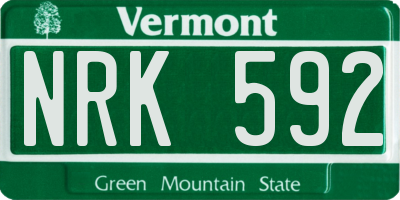 VT license plate NRK592