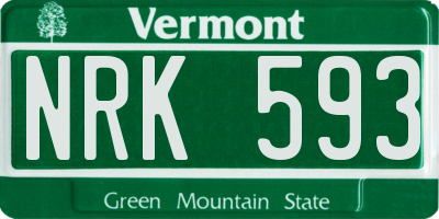 VT license plate NRK593