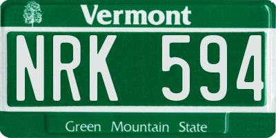 VT license plate NRK594