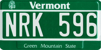 VT license plate NRK596
