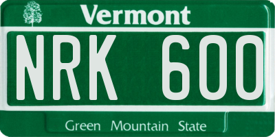 VT license plate NRK600