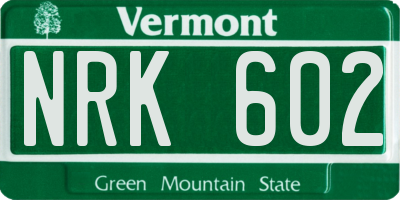 VT license plate NRK602
