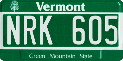 VT license plate NRK605