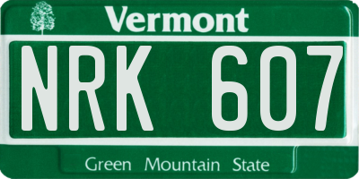 VT license plate NRK607