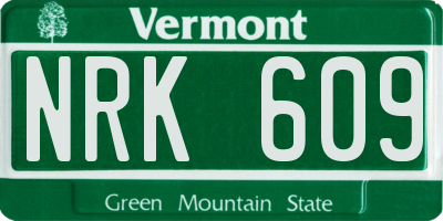 VT license plate NRK609