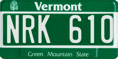 VT license plate NRK610