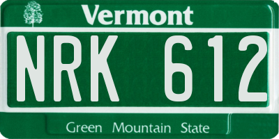VT license plate NRK612