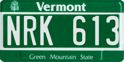 VT license plate NRK613