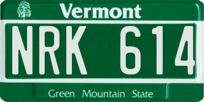 VT license plate NRK614