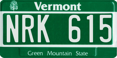 VT license plate NRK615