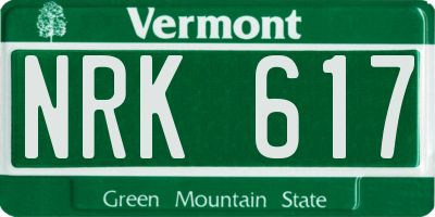 VT license plate NRK617