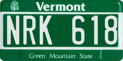VT license plate NRK618
