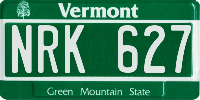VT license plate NRK627