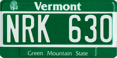 VT license plate NRK630