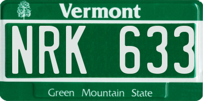 VT license plate NRK633
