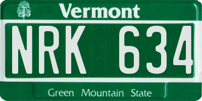 VT license plate NRK634