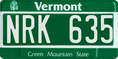 VT license plate NRK635
