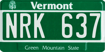VT license plate NRK637