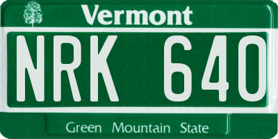 VT license plate NRK640