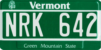 VT license plate NRK642