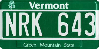 VT license plate NRK643