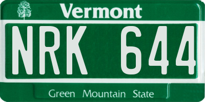 VT license plate NRK644