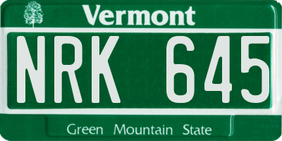 VT license plate NRK645