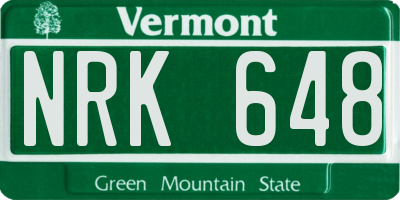 VT license plate NRK648