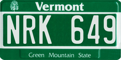 VT license plate NRK649