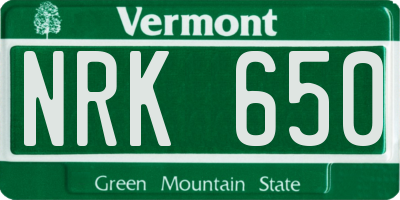 VT license plate NRK650