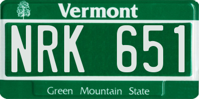 VT license plate NRK651