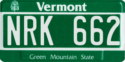 VT license plate NRK662
