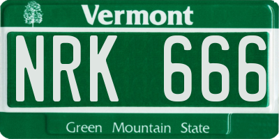 VT license plate NRK666