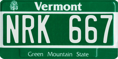 VT license plate NRK667