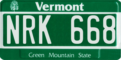 VT license plate NRK668