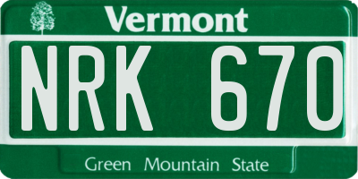 VT license plate NRK670