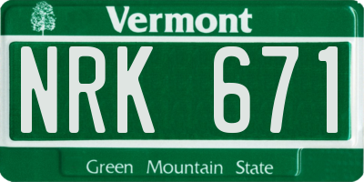 VT license plate NRK671