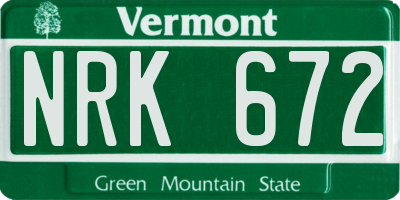 VT license plate NRK672