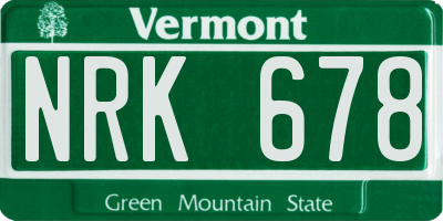 VT license plate NRK678