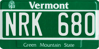 VT license plate NRK680