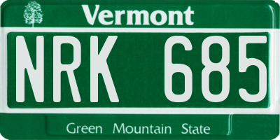 VT license plate NRK685