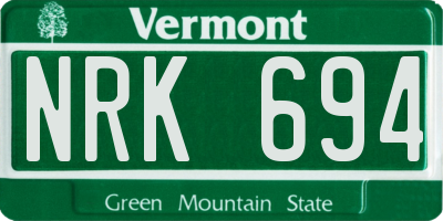 VT license plate NRK694